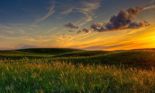 Sunset light on the prairie grass in the Sandhills, Nebraska